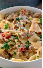 Italian Sausage with Bowtie Pasta