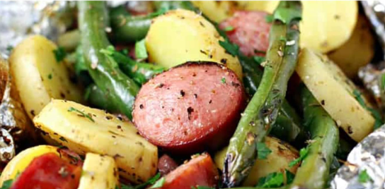 Sausage and Green Bean Grill Pack