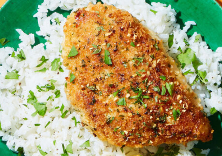Parmesan Crusted Tilapia over Cilantro Rice