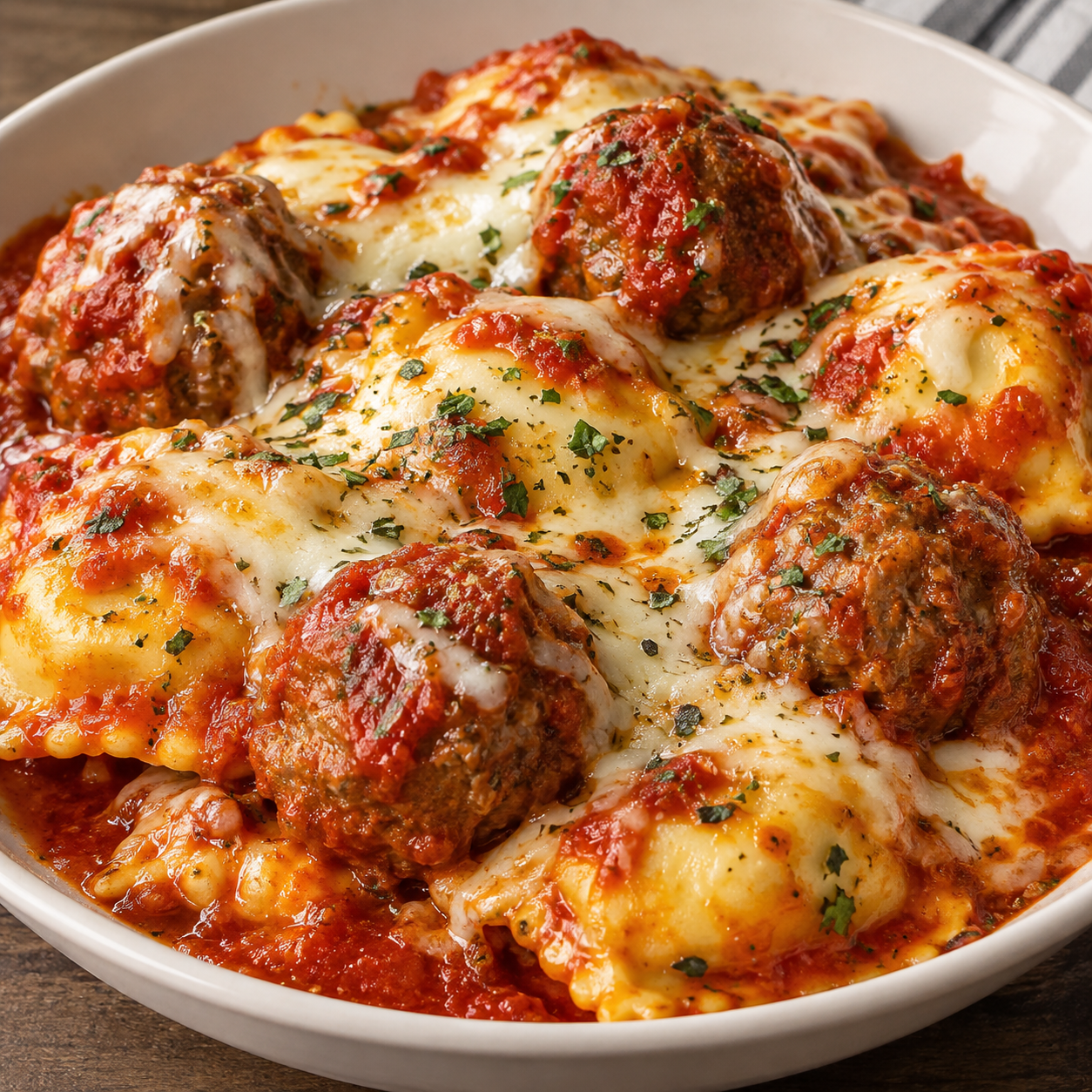 Crockpot Meatball Ravioli Casserole
