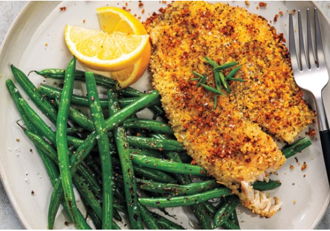 Tortilla Crusted Tilapia with Green Beans