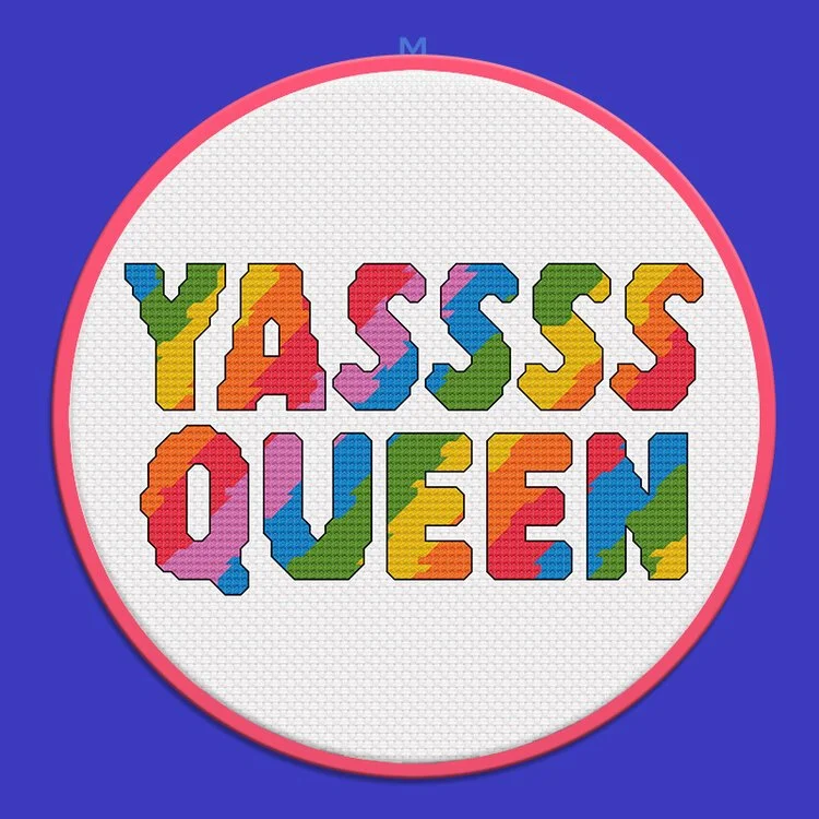 free yas queen cross stitch pattern broad city queer modern embroidery