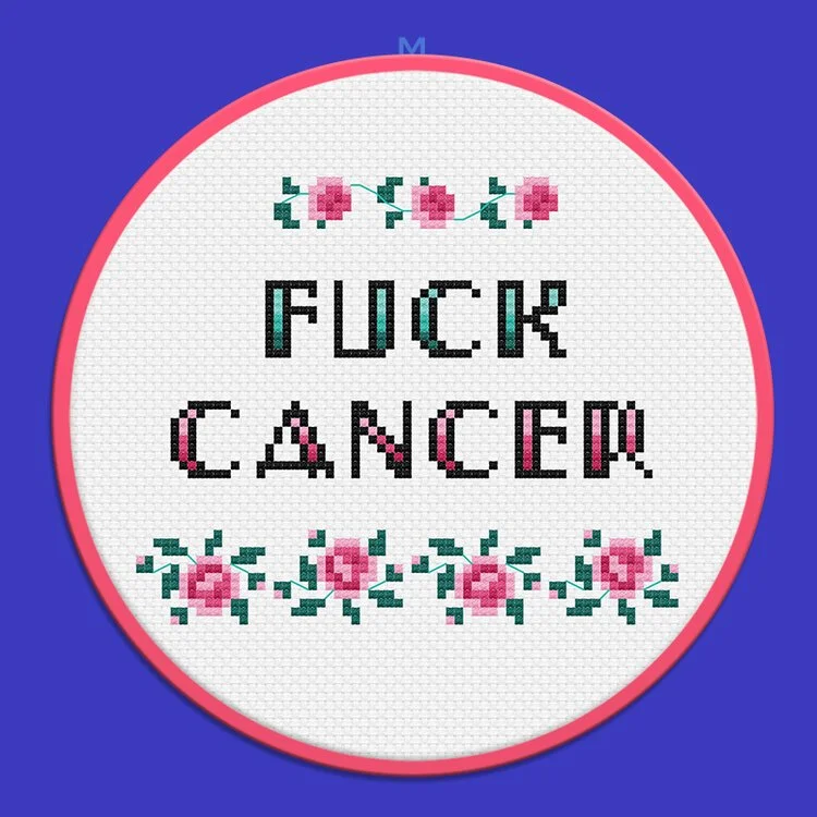 fuck cancer cross stitch pattern modern embroidery