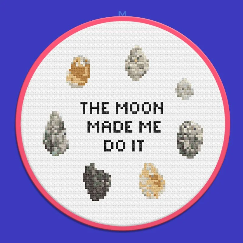The moon made me do it focused cross stitch pattern