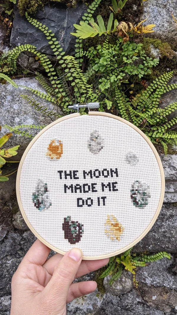 The moon made me do it focused cross stitch pattern