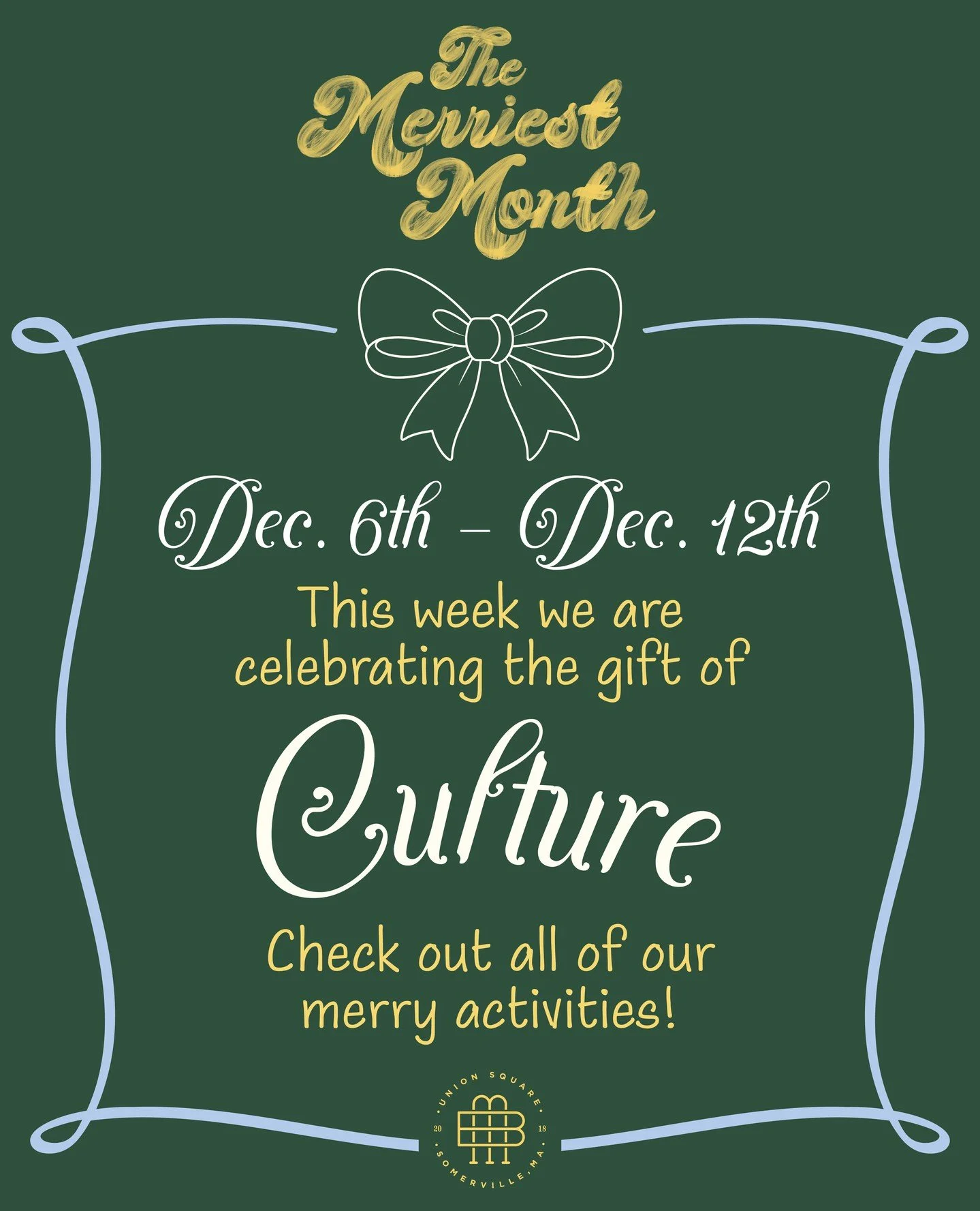 Merriest Month at Bow WEEK 2 🎁 ✨ Dec 6th - Dec 12th come celebrate the gift of our culture with Bow's events &amp; workshops that highlight stories, history, art, traditions, food, and creativity. ⁠Get all the details on Bow's website! ⁠
⁠
Merriest 