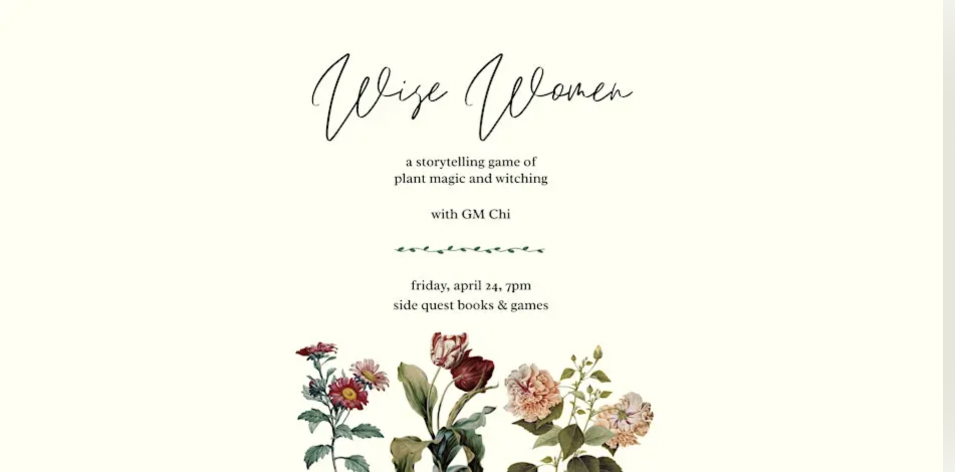 "Wise Women" Game Night x Side Quest Books &amp; Games  