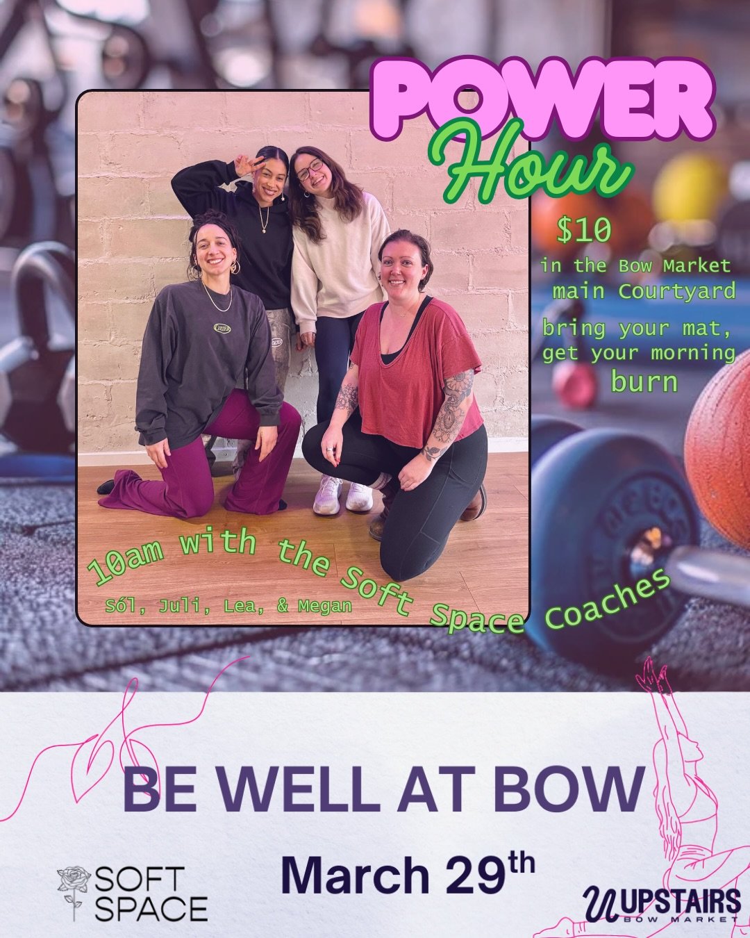 Be Well at Bow is this Sunday 3/29 💫

A full day of movement, strength, clarity, and connection hosted by @upstairs.at.bow &amp; @softspacewellness. The day will feature curated classes + workshops with amazing local instructors. Swipe through the p