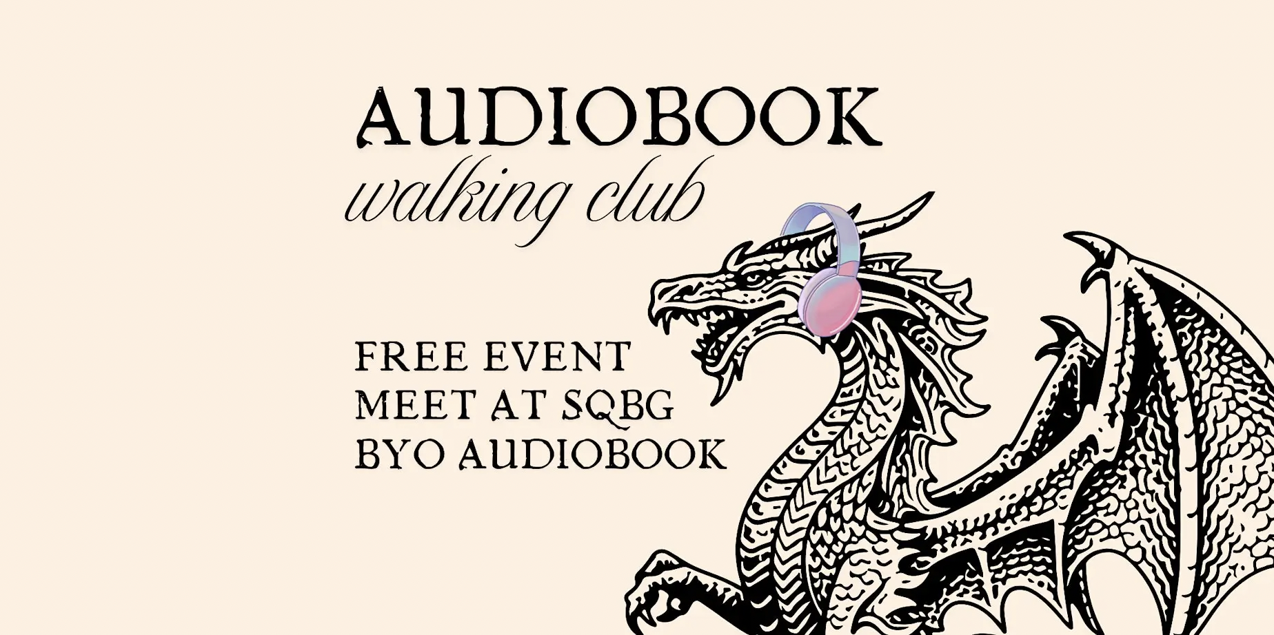 Audiobook Walking Club x Side Quest Books &amp; Games 