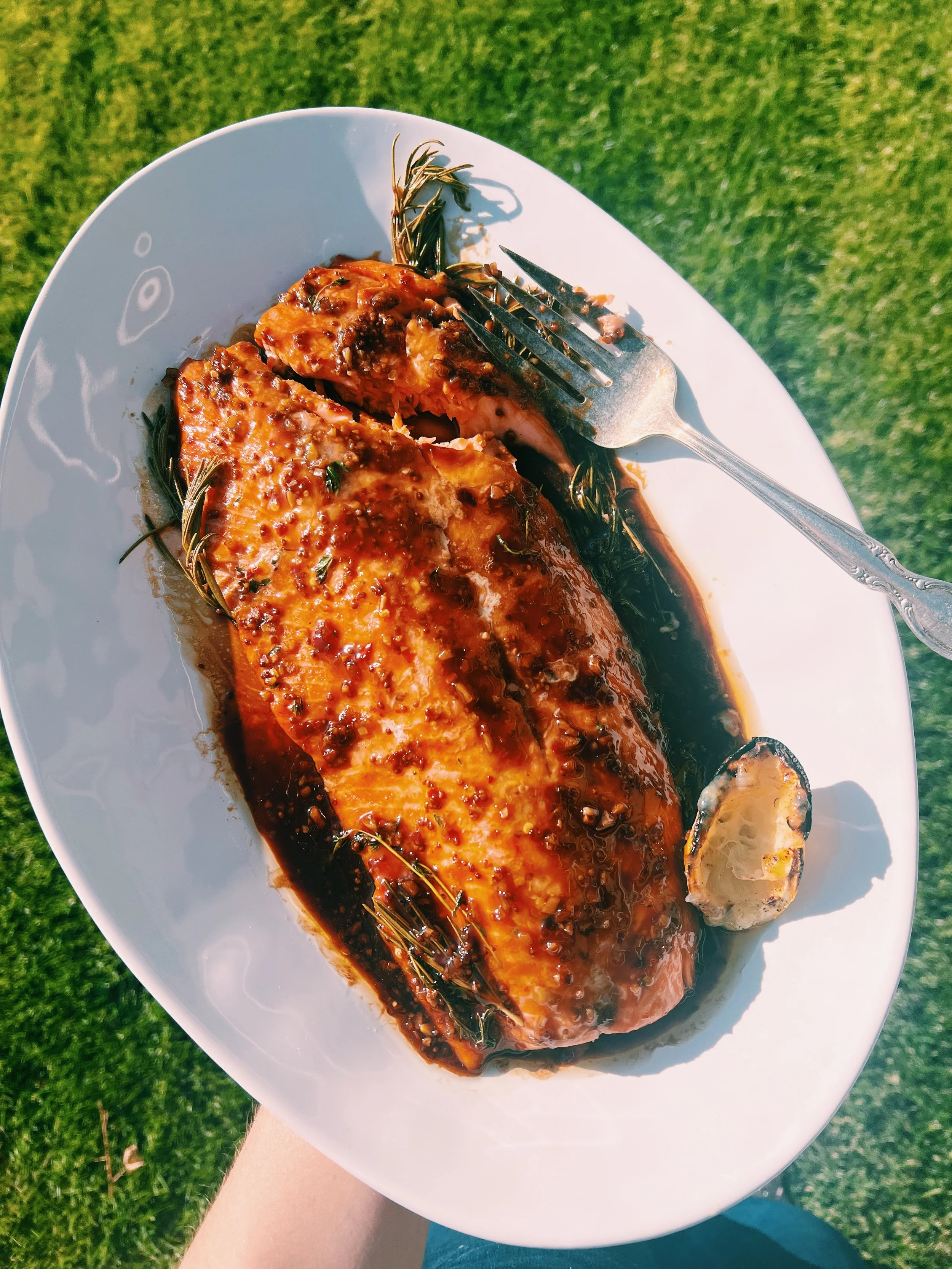 Grilled Salmon en Papillote w/ Brown Sugar Bourbon Glaze