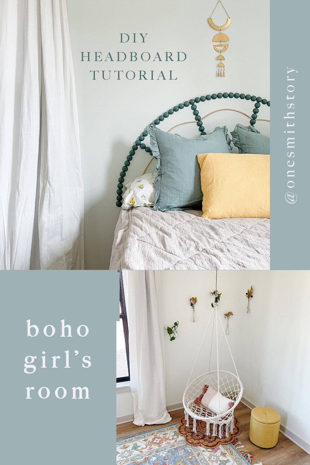Boho Girl's Bedroom with DIY Headborad — One Smith Story