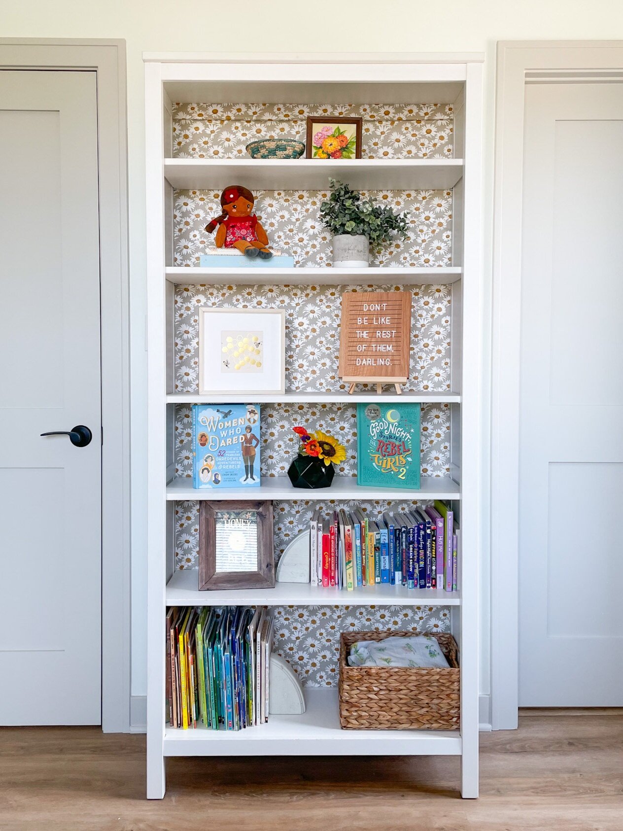 Wallpapered Bookcase DIY  One Smith Story