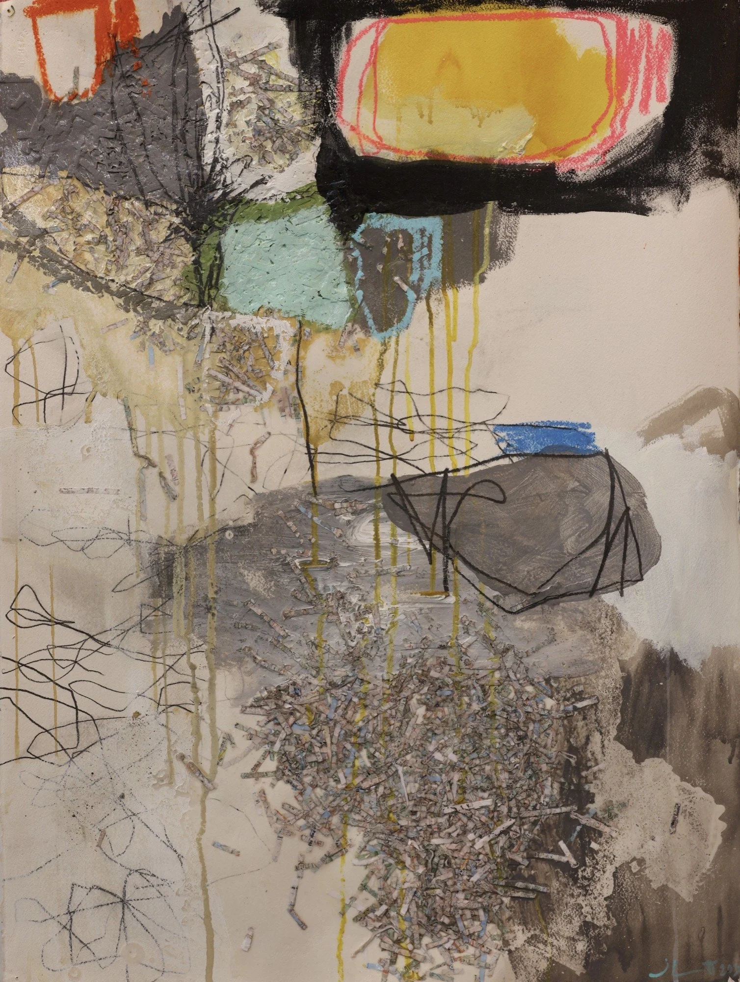 Jason Bennett: Missed Exit, II, 2022. Mixed media. 30 x 22 in (76.2 x 55.9 cm). $3,245. Framed.