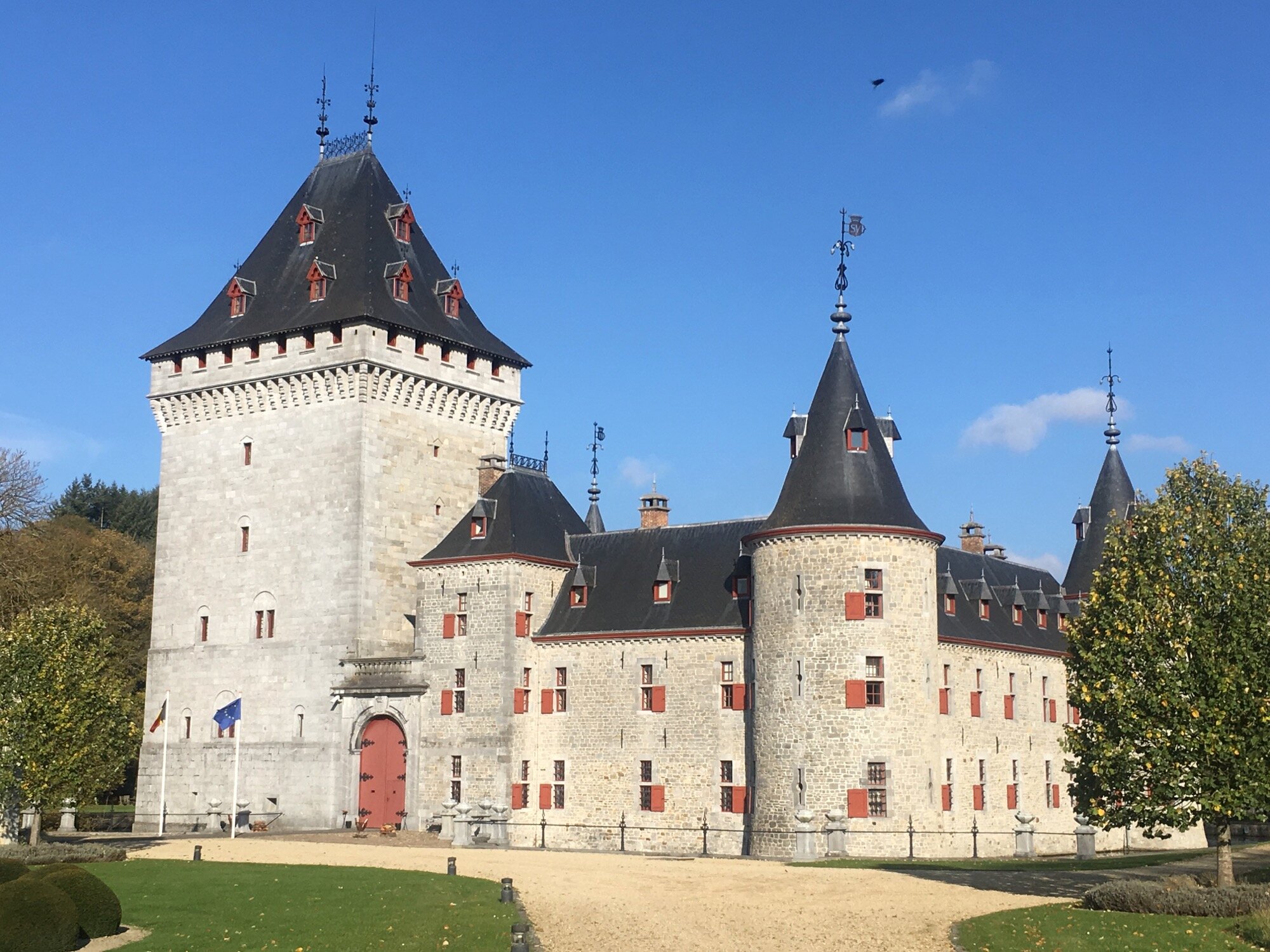 Your lodging might not be quite this nice… but at least you’ll be able to tour castles like this one! Photo taken in Belgium.