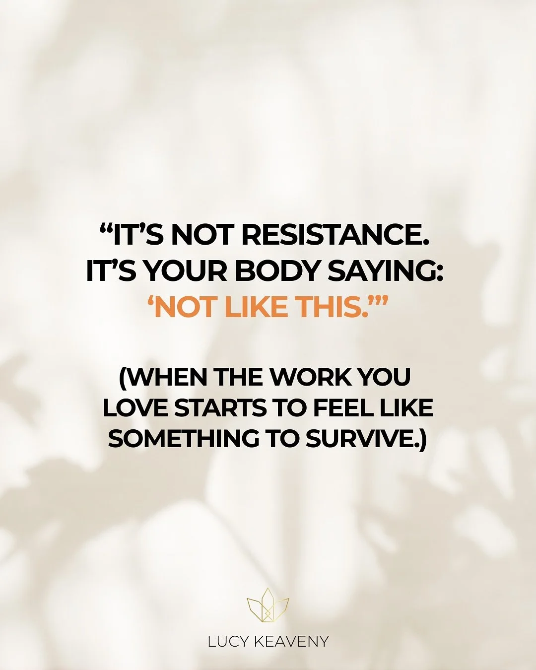 &ldquo;It&rsquo;s not resistance. It&rsquo;s your body saying: &lsquo;Not like this.&rsquo;&rdquo;
(for the woman whose nervous system is saying slow down while her mind screams &ldquo;keep going&rdquo;)

The shutdowns.
The fog.

The way everything s
