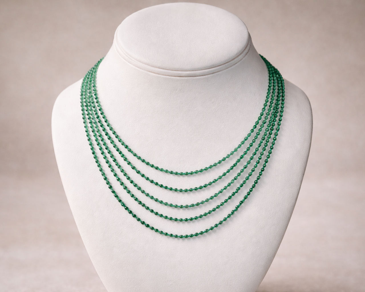 Emerald 5 Strand Necklace