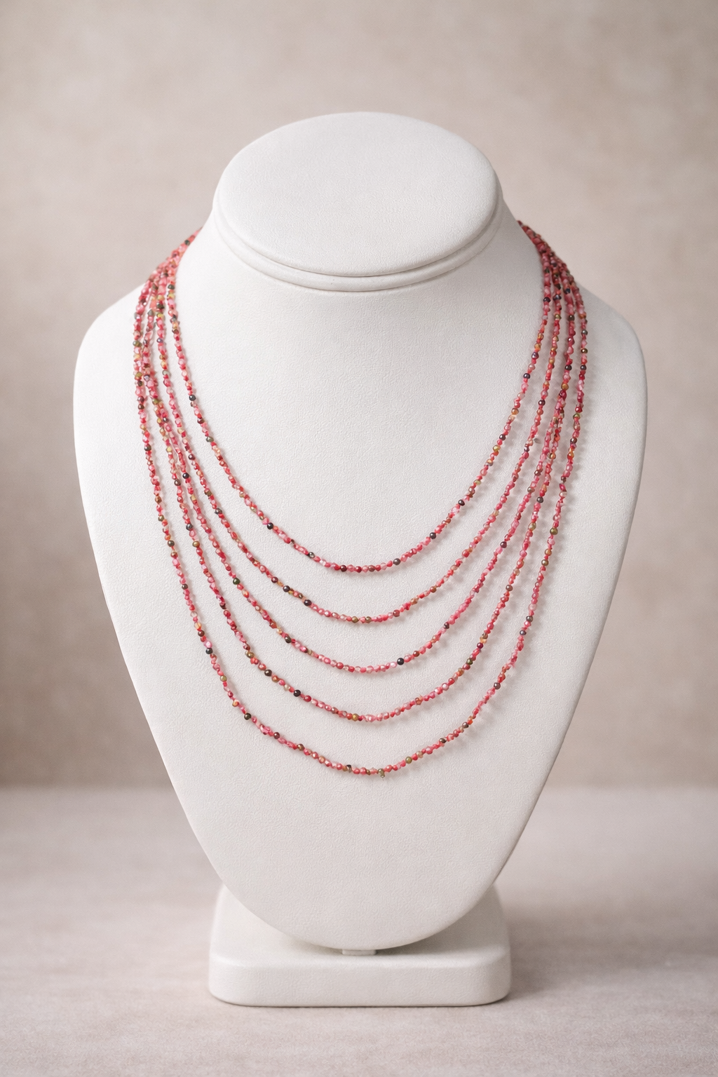 Multi Tourmaline 5 Strand Necklace