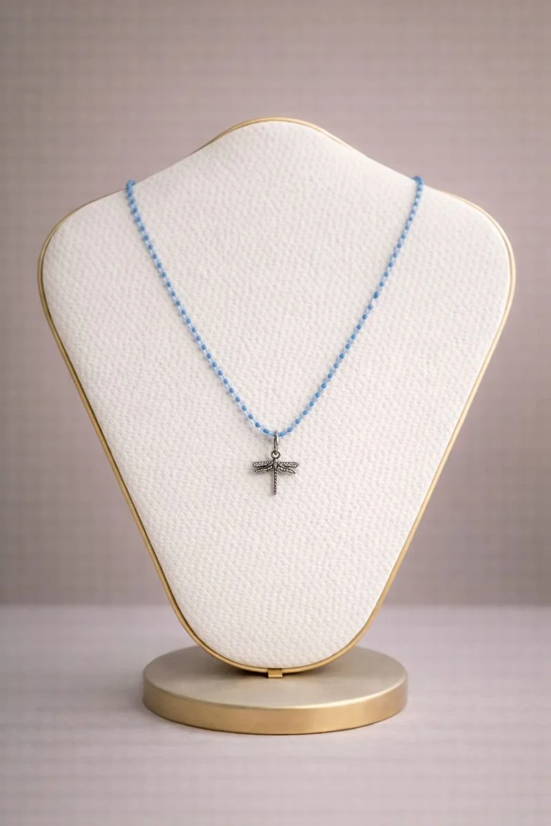 Blue Topaz and Diamond Dragonfly Necklace