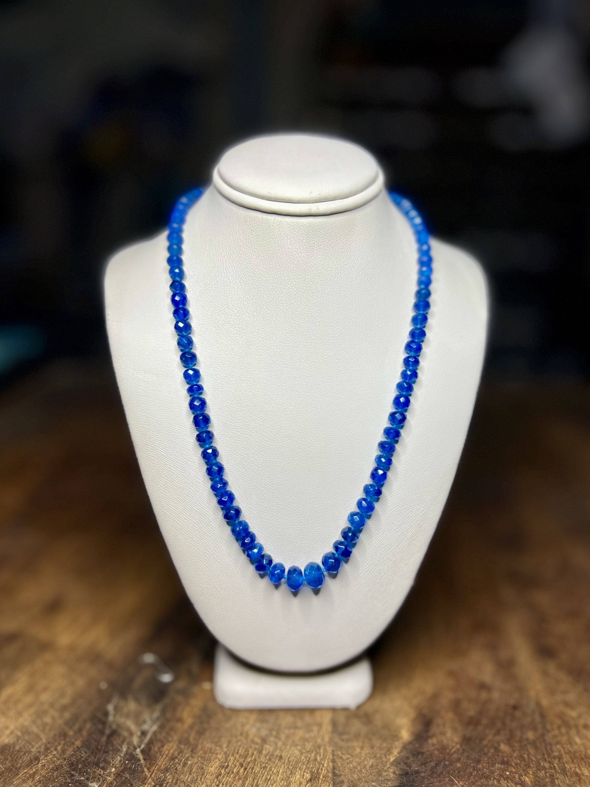 Soul Spark – Neon Blue Apatite Faceted Rondel Necklace for Vision & Creativity