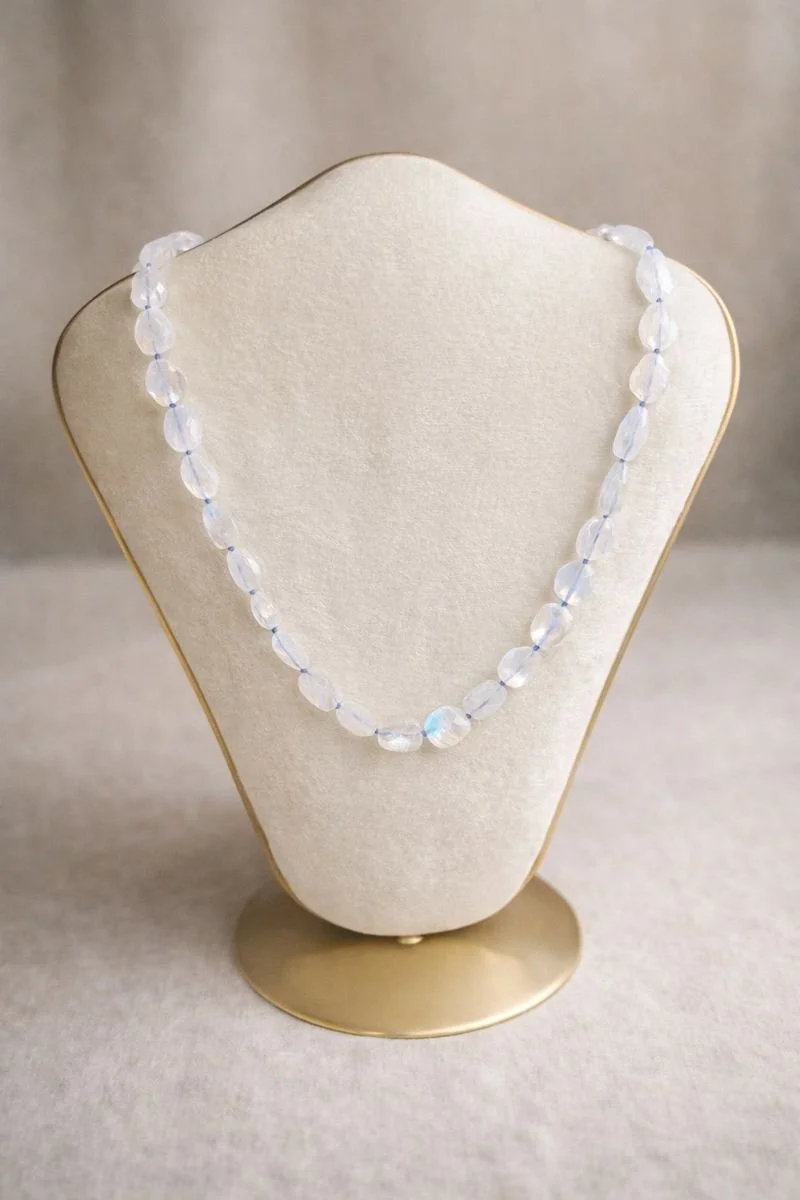 Rainbow Moonstone Faceted Nugget Necklace
