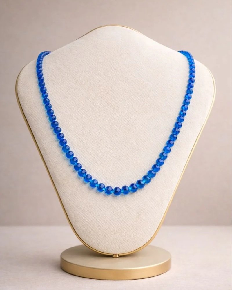 Neon Blue Apatite Faceted Rondel Necklace