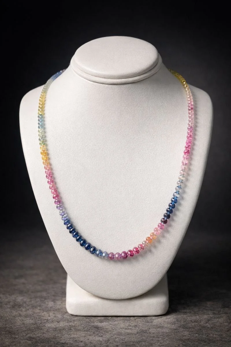 Multi Sapphire Faceted Rondel Necklace