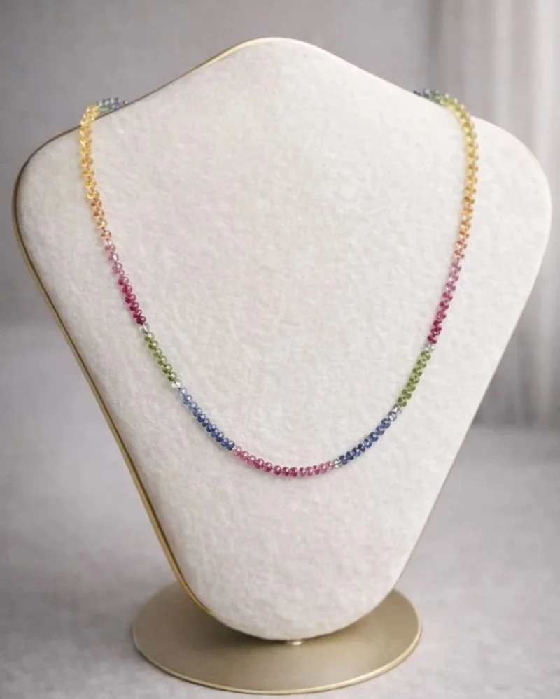 Multi Sapphire Faceted Rondel Necklace