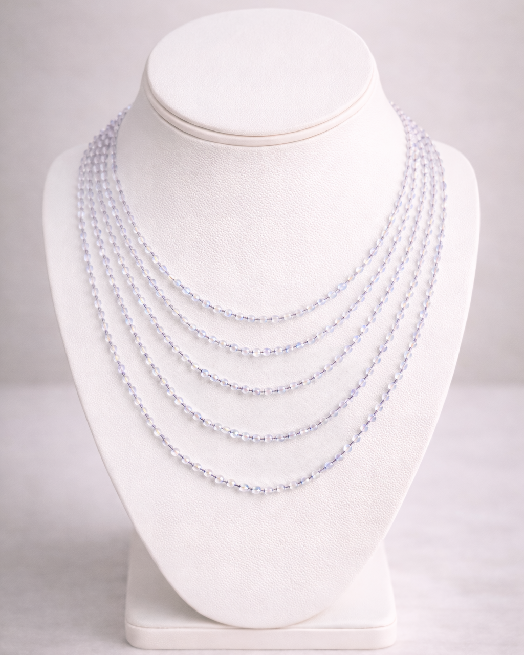 Rainbow Moonstone 5 Strand Necklace