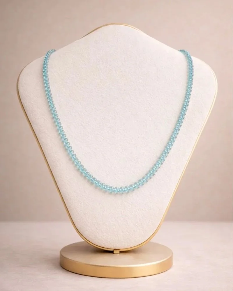 Aquamarine Faceted Rondel Necklace