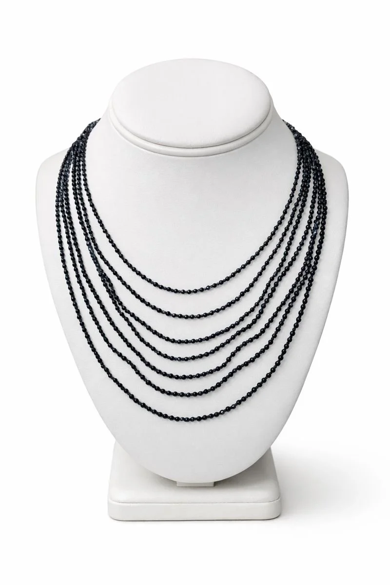 Black Spinel 9 Strand Necklace
