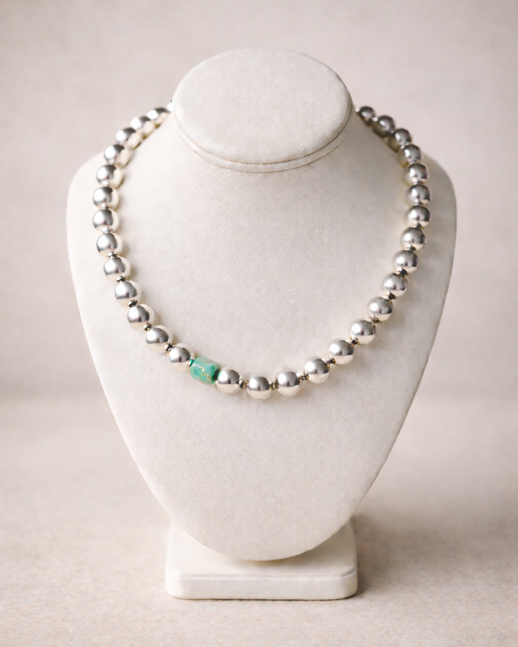 Turquoise & Sterling Silver Bead Necklace