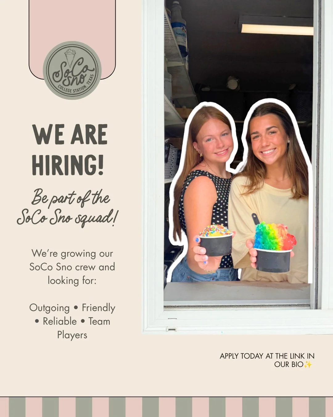 CSTAT, WE&rsquo;RE HIRING!⁠
⁠
Looking for a fun part-time gig with a crew that feels like family? Come scoop with us!⁠
⁠
If you&rsquo;re 18+, available part-time + on weekends, and love meeting new people, you might be the perfect fit! 🙌⁠
⁠
✨ BONUS 