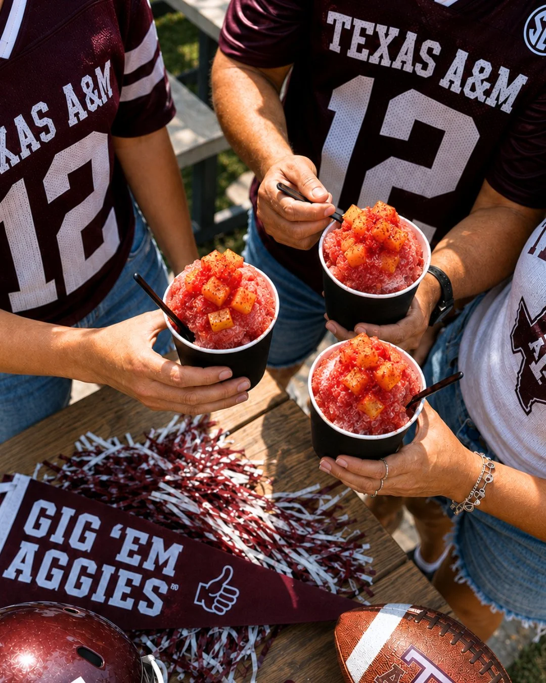 College football is back in CSTAT! 🏈🎉⁠
⁠
We&rsquo;ve got the COOLest pre-game plans: grab a snowcone, get game-day ready, then head to Kyle Field.⁠
⁠
See you at the stand, Aggies! Gig 'em! 🤘🏻⁠
⁠
#SoCoSno #CollegeStationTX #AggieFootball #TexasAM 