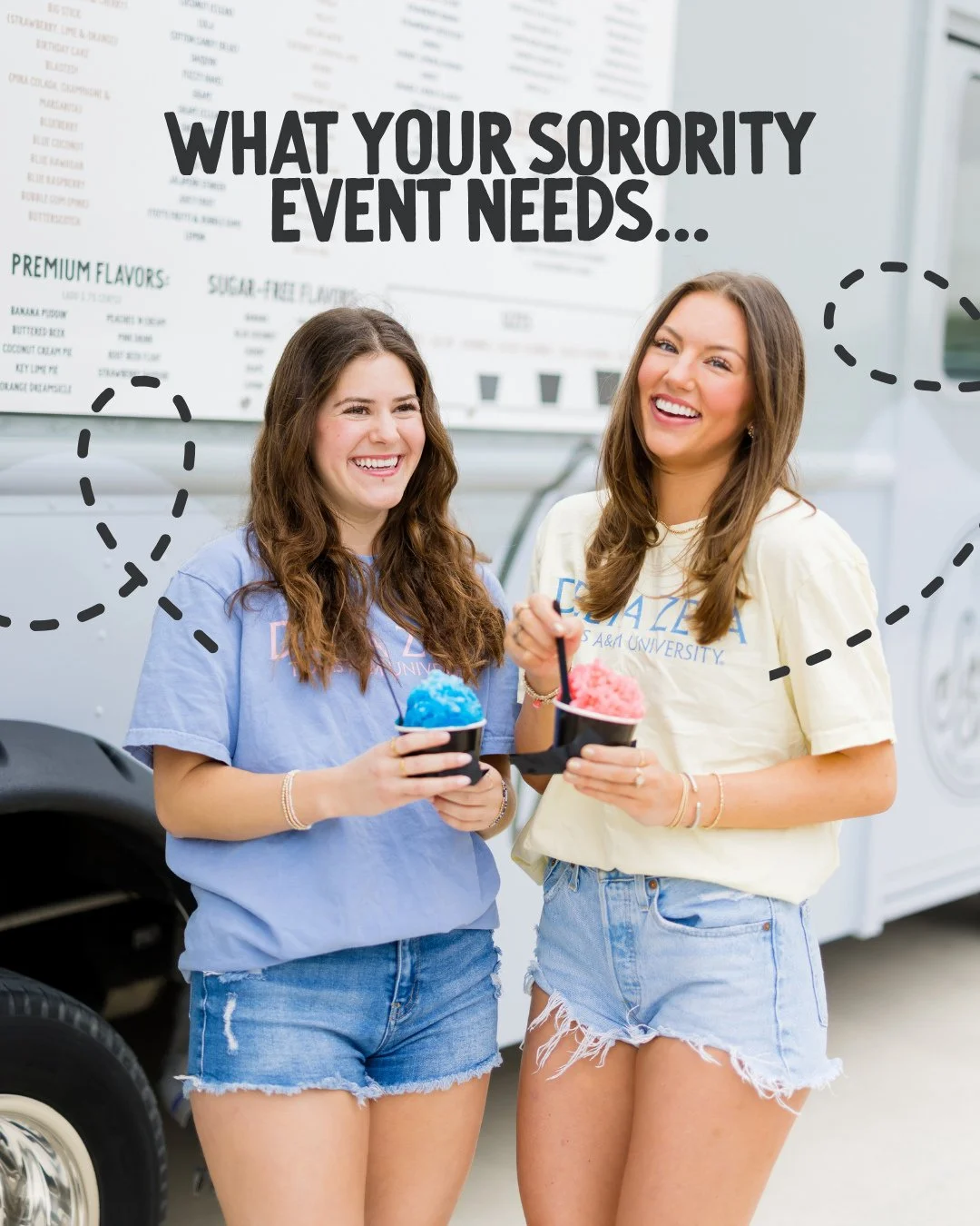 Your sorority event called, it needs SoCo Sno 💌🍧⁠
⁠
From sisterhoods and philanthropy events to chapter celebrations and fall socials, we&rsquo;re ready to bring the snow to you. ✨⁠
⁠
Book SoCo Sno for your next event through the link in our bio⁠
⁠