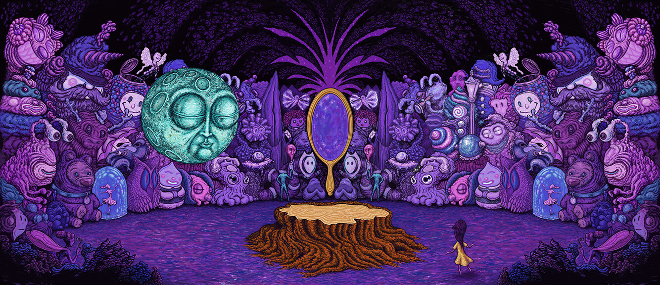 This is the underlying artwork for the final label. Then I created the label design for placement on top. The areas that the label and text would cover was considered before the graphic was finished.