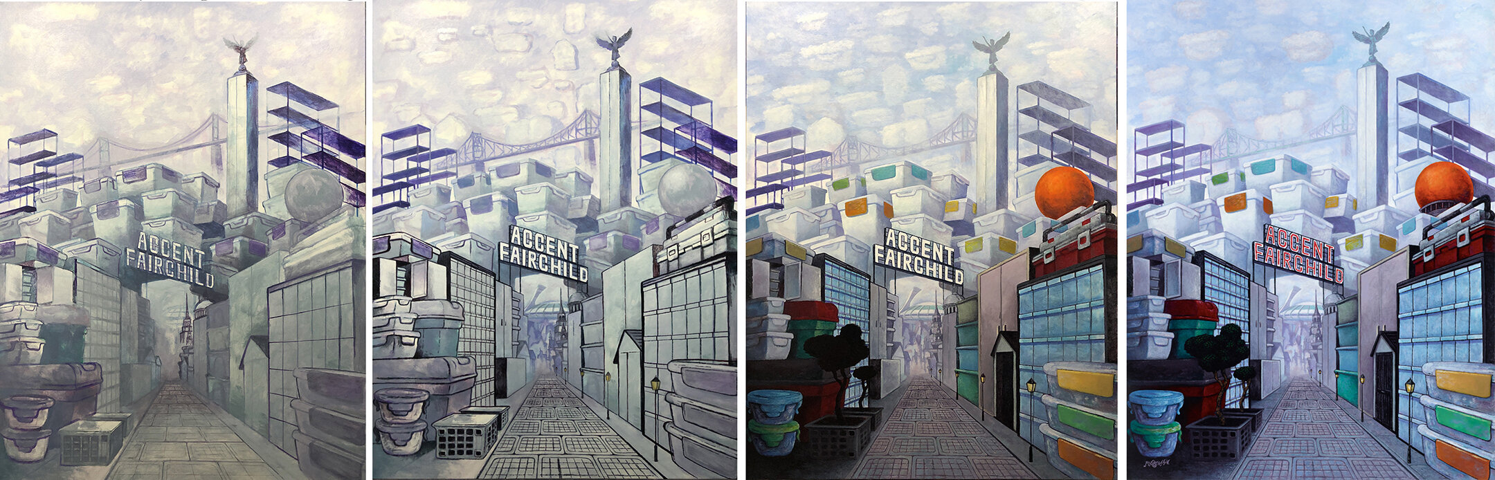 Once the concept is well established and the client is approving of the direction and feels confident, I can hit that final stride and shape out the colors, contrast shading and details.