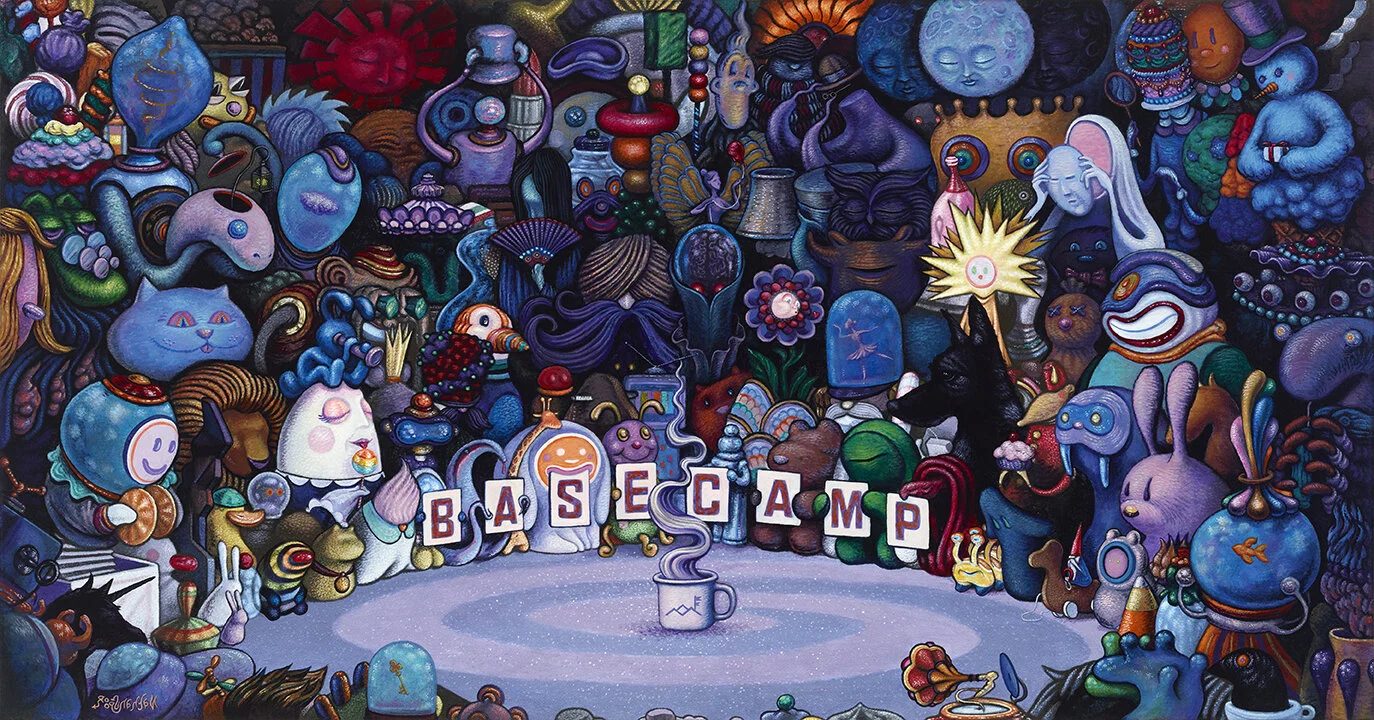 Custom painted illustration artwork for Basecamp Dinette in Burbank, CA.