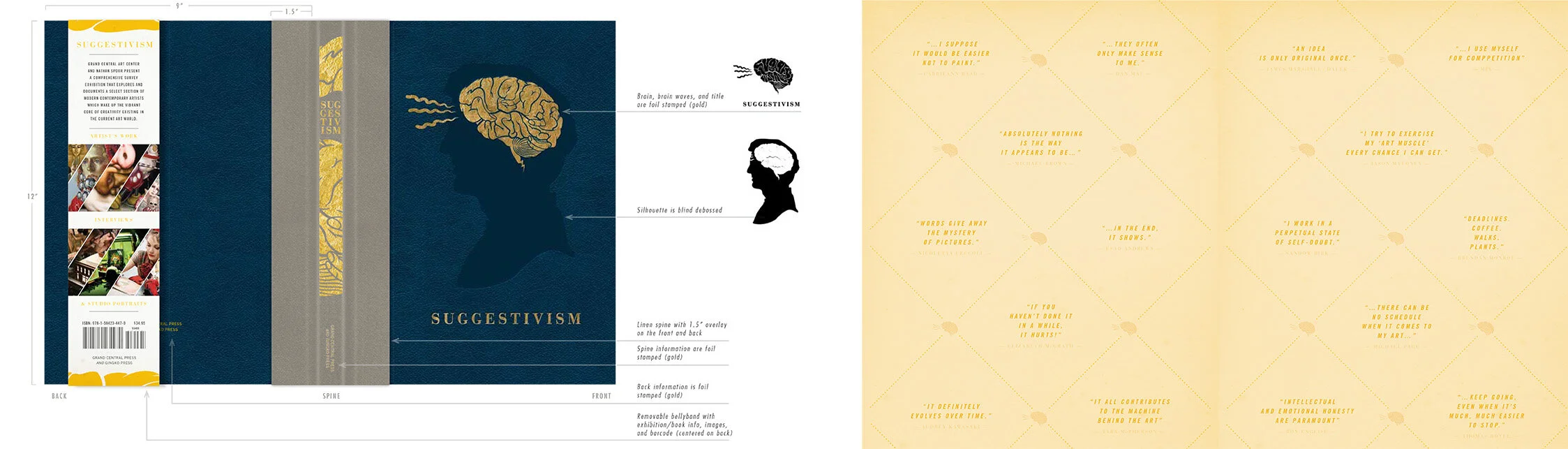 Exhibition book cover mockup and end pages design.