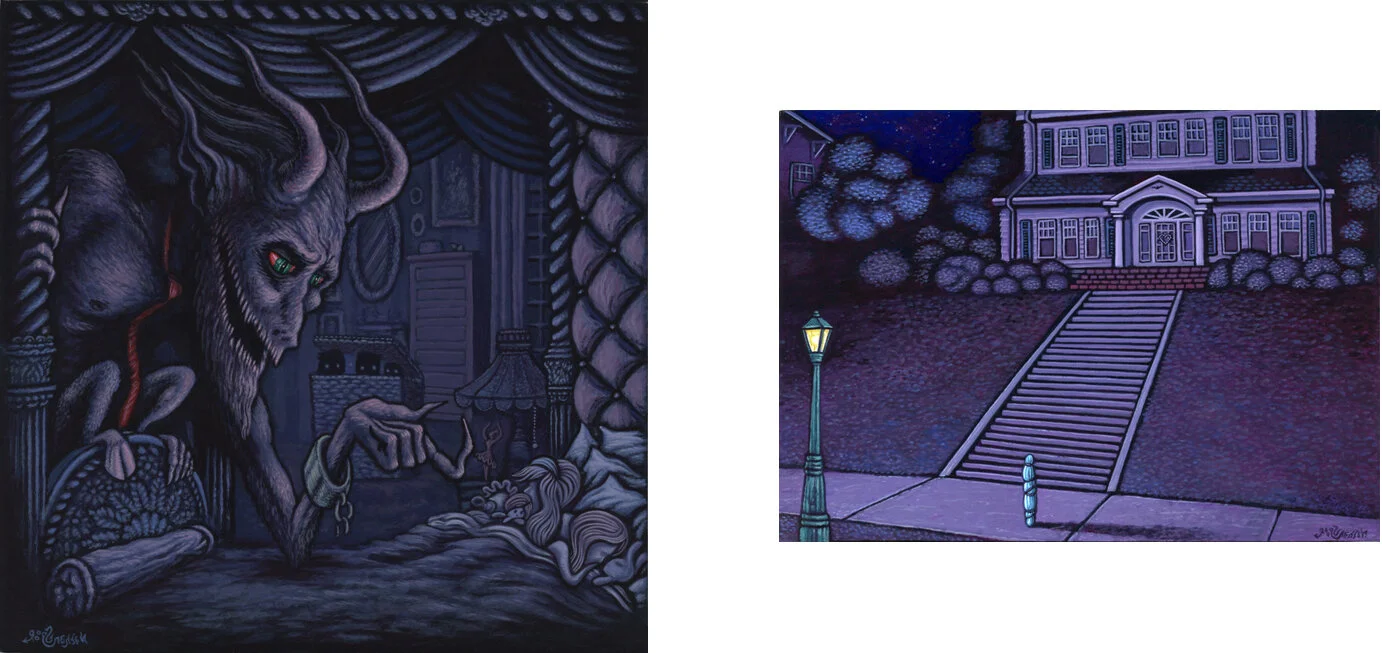 Left: Illustration of KrampusRight: Twin Peaks illustration