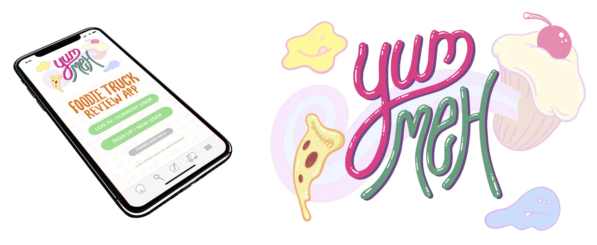 &nbsp;The concept for the YumMeh app was created for Foodies to review, follow, contact and find new trucks to experience.It's based on the needs of Foodies &amp; Food Trucks (and Pop-Up food experiences) but has a strong foundation in art and fun, …