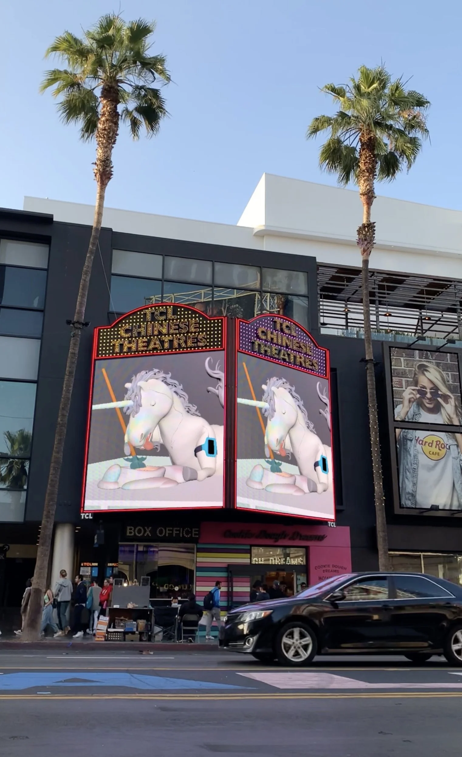 Hollywood Lowlifes (2022) A series of short animations that played on the jumbotrons at TCL Chinese Theater, and on the marquee of the Fox Theater in Hollywood, in conjunction with the “Lifes” exhibition at the Hammer Museum.