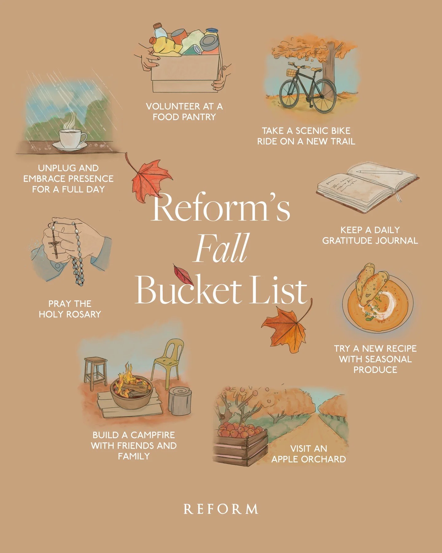 At Reform, we love autumn! The changing colors of the trees and the cooler temperatures should remind us that, as the seasons change, so should we. Each season has many opportunities to incorporate Reform&rsquo;s nine wellness pillars in unique and s