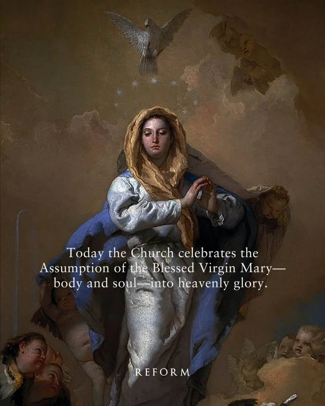 Today the Church celebrates the Assumption of the Blessed Virgin Mary&mdash;body and soul&mdash;into heavenly glory. Notice: body and soul. Mary was taken up whole.

We live in a culture that often treats the body as an accessory to the "real&qu