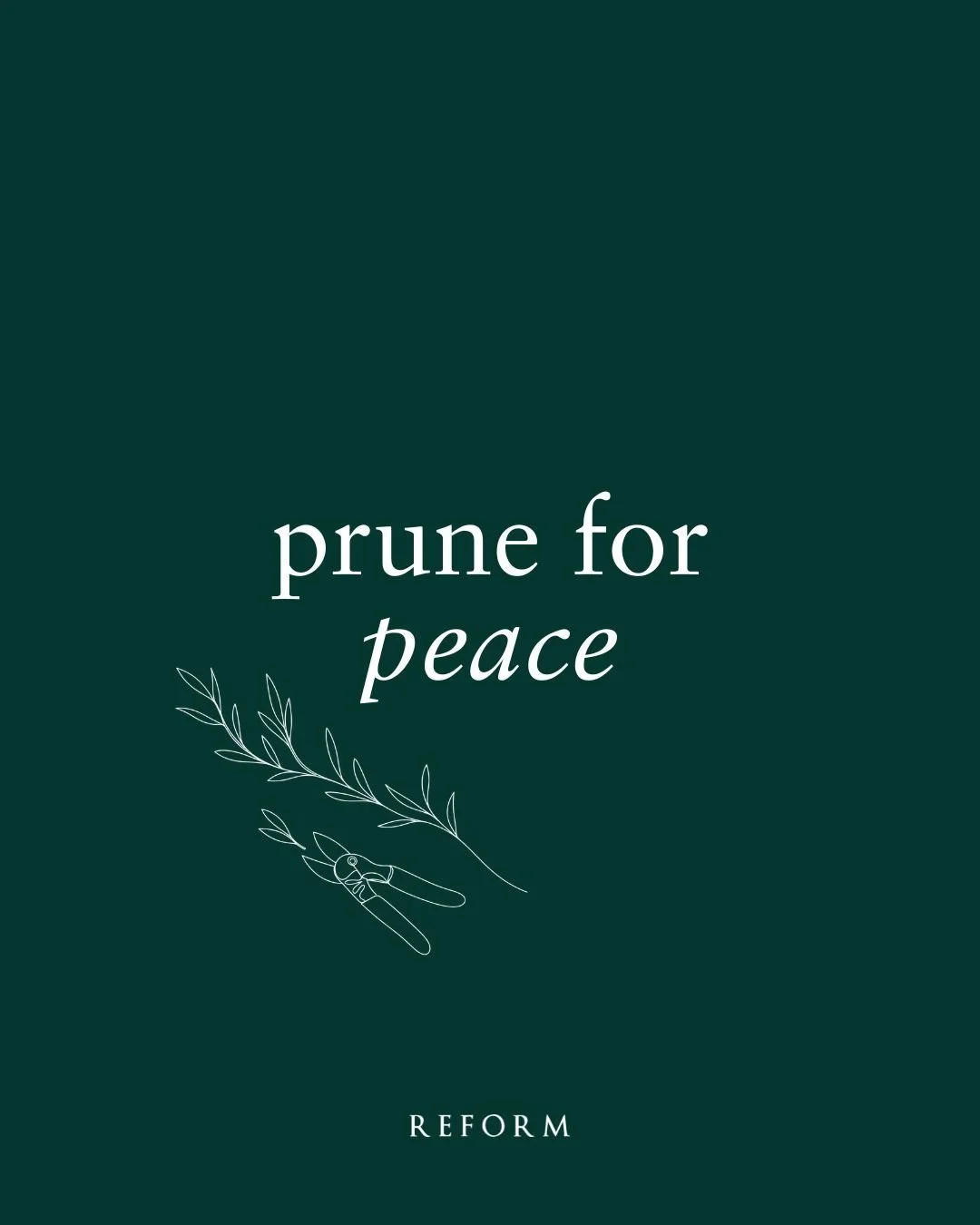 Stress management is one of the wellness pillars of Reform. Stress is often the root of disease, and when life is overwhelming, the most important thing we can do is let go.

Jesus tells us that the Father prunes the branches that bear fruit so that 