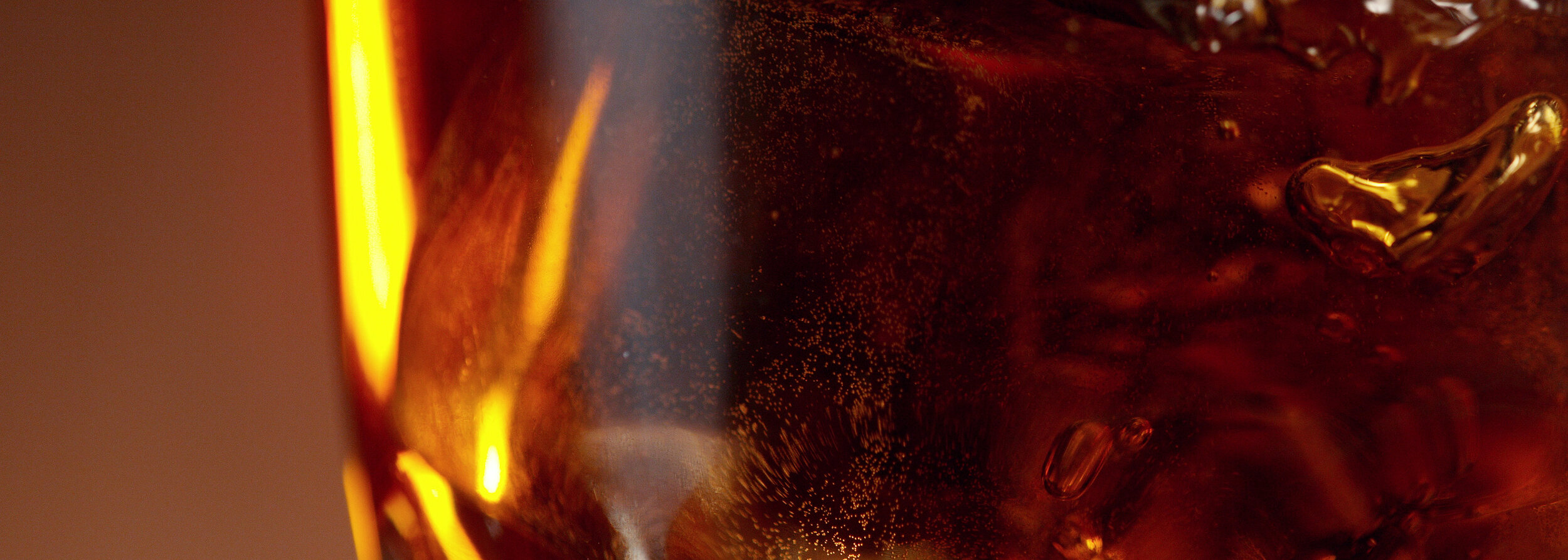 close-up of glass of cola