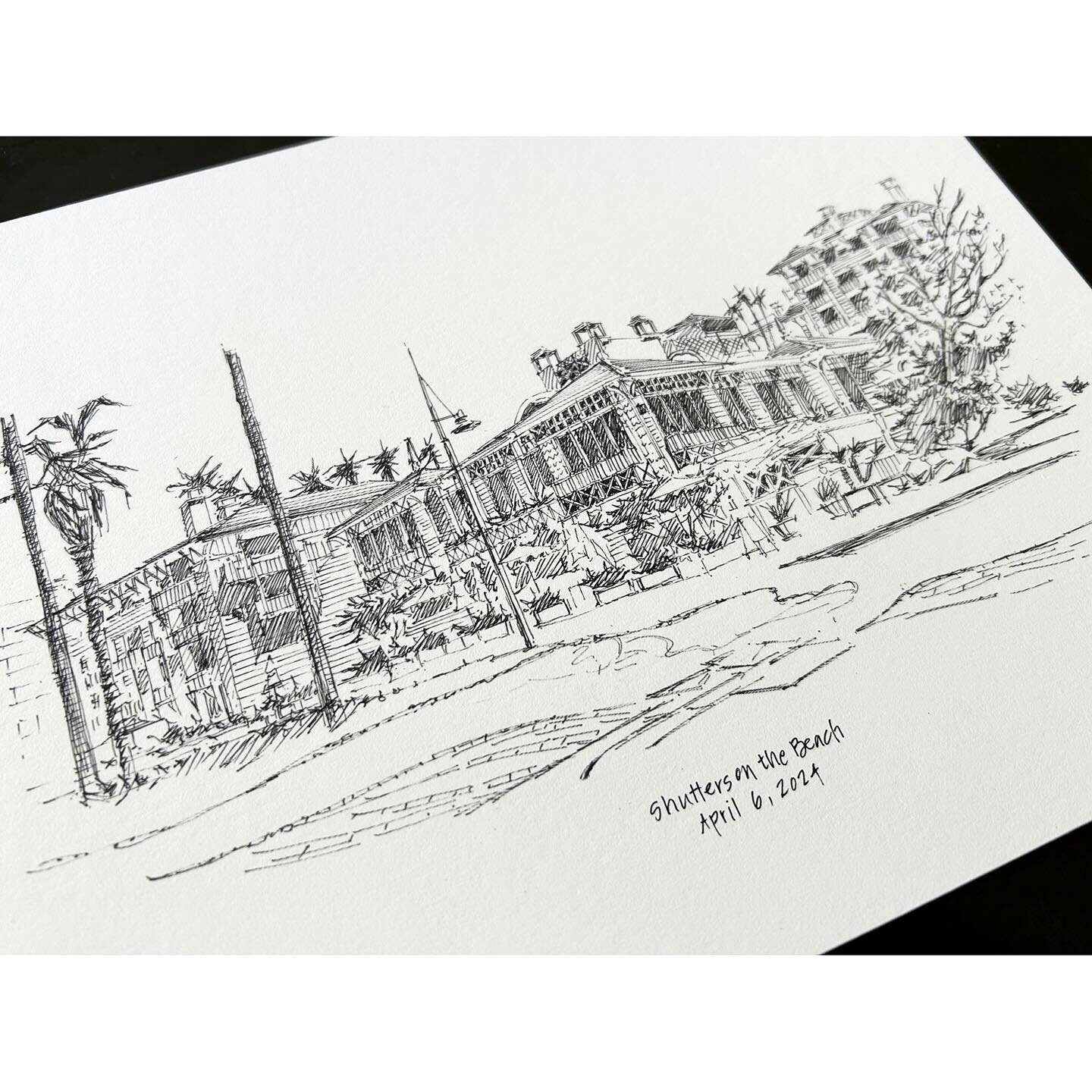 The iconic Santa Monica beachfront hotel, Shutters on the Beach, drawn plein air from Ocean Front Walk and printed to order at 11&rdquo; x 15&rdquo;. 

Drawing prints make beautiful gifts. Custom writing can be added to all prints upon request. 

@sh