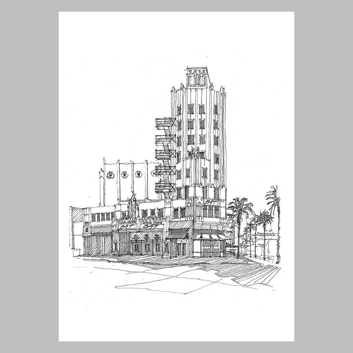 The Saban Theatre, drawn en plein air (on location) in my sketchbook, features the historic, art deco building and details. Printed to order in my studio at 5&rdquo;x 7&rdquo;

This drawing is part of a series capturing Beverly Hills, available as pr