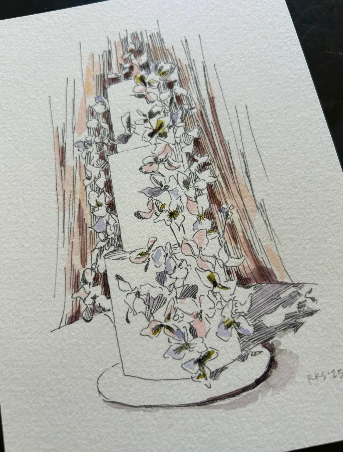 A curated series of paintings from my Bespoke Event Art practice, inspired by a wedding at Grimm&rsquo;s Bluff and the surrounding landscape.

For this wedding, I created five watercolors&mdash;from cake and tabletop details to sweeping views of the 