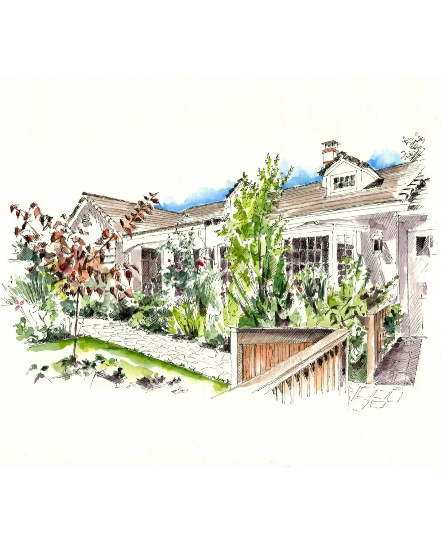 A watercolor commission featuring the front landscape and entryway of this Westwood home. Thank you, @nicholeshanfeld, for another special project.

#watercolorpainting #penandwatercolor #homeportrait #californiaartist #closinggift