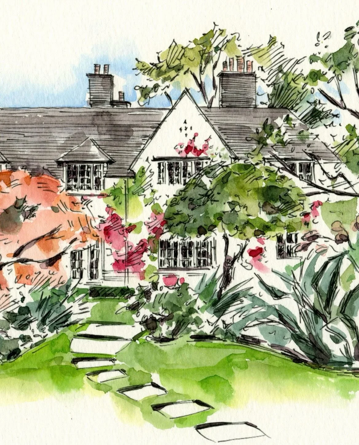 A watercolor commission of a beautiful home in England. Honored to create these meaningful gifts.

#InkAndWash #CommissionArt #EnglishHome #homeportrait #watercolorpainting